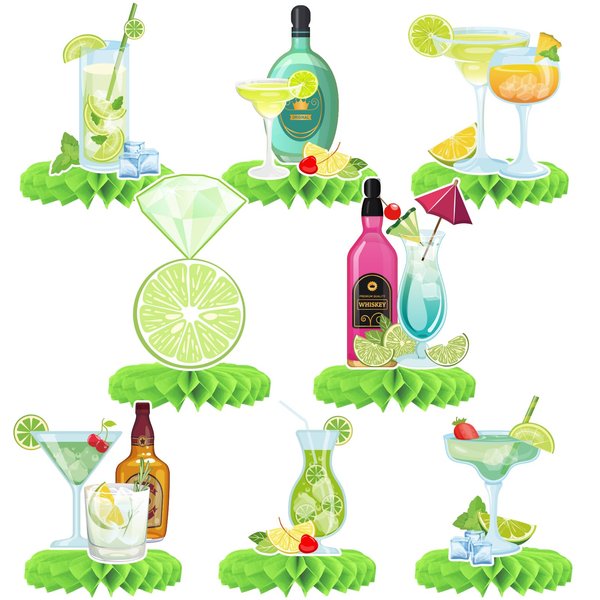 Margs & Matrimony Bachelorette Party Honeycomb Centerpieces, Margarita Party Birthday Decorations, Lemon Cocktail Martini Themed Party Table Centerpieces Mexican Fiesta Bachelorette Party Decorations