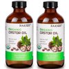 2 Pcs USDA Certified Organic Castor Oil, Natural Oil Cold Pressed in Glass Bottle, Massage Oil, Pure for Hair Growth, Eyelashes, Eyebrows, Lash Serum, Hexane Free, Caster Oil in Bulk, 8 oz Per Bottle