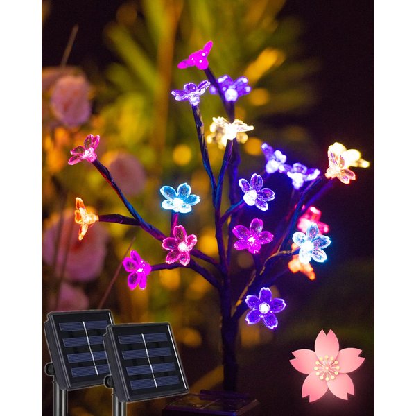 Solar Garden Lights Solar Outdoor Lights Decorative Flowers Fairy Garden Stake Waterproof Outside for Front Yard Landscape Path Pathway Walkway Backyard Cemetery Grave Christmas Decorations