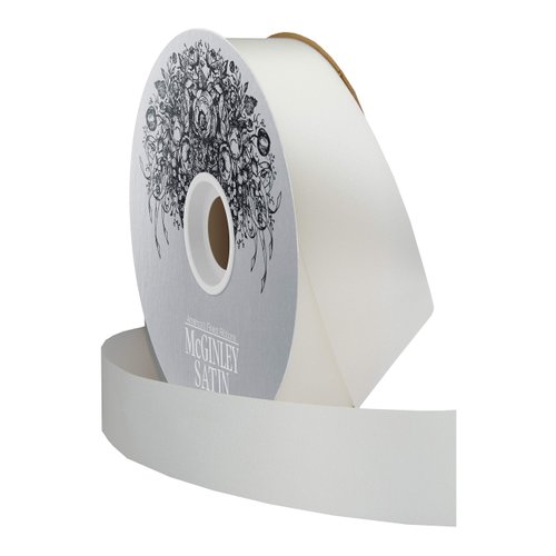 McGinley Mills 1.3" W Acetate Satin Ribbon, White Ivory, 100 Yard Spool