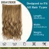 BEAUEXE Invisible Wire Halo Hair Extensions for Women Long Wavy Adjustable Synthetic Hair Pieces Removable Secure Clips Hairpieces Secret Extensions 20'' Golden Brown, 1.0 Count