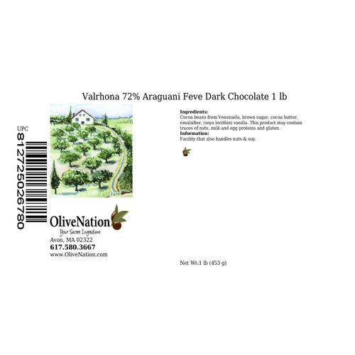 Valrhona 72% Araguani Dark Chocolate Feves from Olive Nation, 16 Oz
