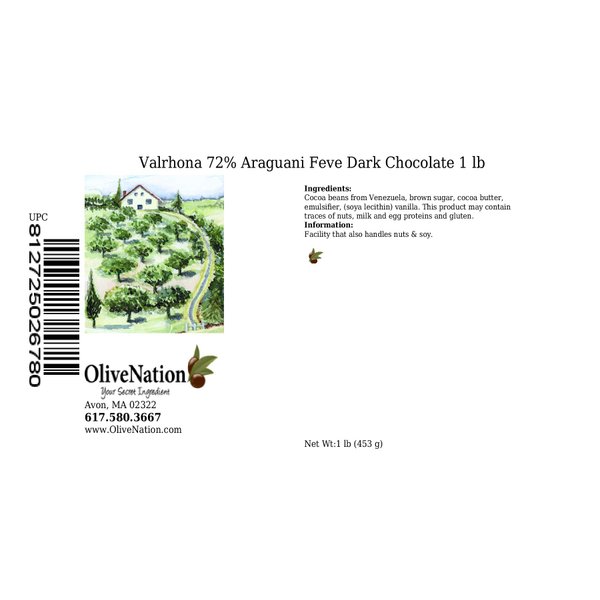 Valrhona 72% Araguani Dark Chocolate Feves from Olive Nation, 16 Oz