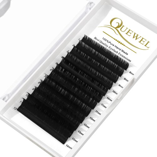 QUEWEL Eyelash Extension Supplies 0.20 D Curl Mix-8-14mm Classic Individual Lash Extensions|Optinal 0.03/0.05/0.07/0.10/0.15/0.20 C/D Single 8-25mm Mix 8-14mm 15-20mm 20-25mm|(0.20 D MIX-8-14mm)