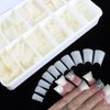 iNenk Long Duck Fan Flare Nail Tips, 500PCS Clear Natural Crystal Duck Feet Styel for Wide French False Nail Extension, Half Cover Acrylic Nails Professional for Y2K-inspired Designs(10 Size Natural)
