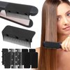 2Pcs 2024 New Flat Iron Comb, Upgrade Barber Hair Straightening Comb Flat Iron Comb Attachment Clip on Comb Attachment for Flat Iron, Professional or Home Use Compact Hair Styling Tool(Black)