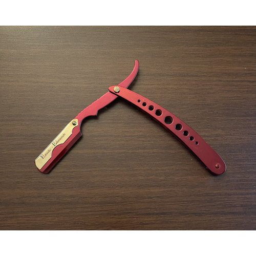 Red and Gold Easy to Use Men’s Barber Shaving Straight Edge Salon Level Grooming Razor Free Blade