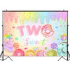 Mocsicka Donut Two Sweet Birthday Backdrop Sweet Candy Second Birthday Party Decorations Background Cake Table Banner Happy 2nd Birthday Party Supplies (7x5ft (82x60 inch))