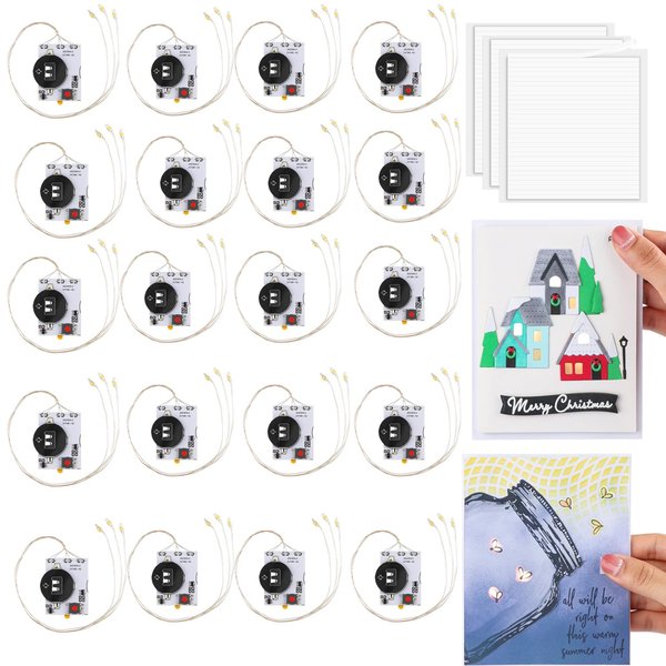 BAOFALI 21 PCS Creative Easy Halo Lights & Easy Lights for DIY Light-Up Christmas Cards Making Scrapbook Decoration ; Self-Adhesive Light-Up Units with Warm White LEDs (Without Battery)