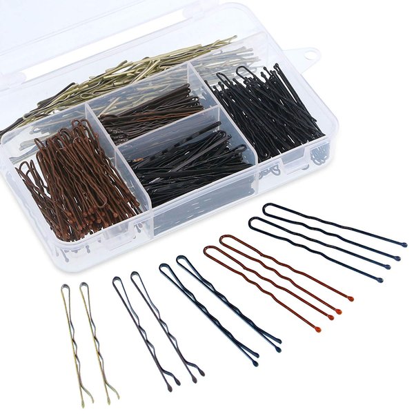 Swpeet 360 Pieces 2 Styles Hair Pins Kit, Including 216Pcs Bobby Pins and 144Pcs U Hair Pins Hair Clips with Storage Box for Girls and Women, Gold,Brown and Black