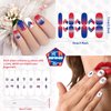 JERCLITY 112 Pieces 8 Sheets 4th of July Nail Wraps for Short Nails Independence Day Nail Polish Strips Patriotic American Flag Nail Strips Self-Adhesive Nail Stickers with Nail File for Memorial Day