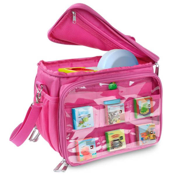 Viscogrip Carrying Case Compatible with Little Tikes Story Dream Machine Books Starter Set, Kids Toys Protective Bag with Handle and Shoulder Strap for Storytime, Little Character Collection(Pink)