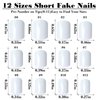 Bellelfin 240pcs Short Press on Nails Full Cover Short Square Fake Nails White Glossy Acrylic Artificial False Nail Tips with 5 Sheets Adhesive Glue Tabs for Women and Girls Fingernails Design