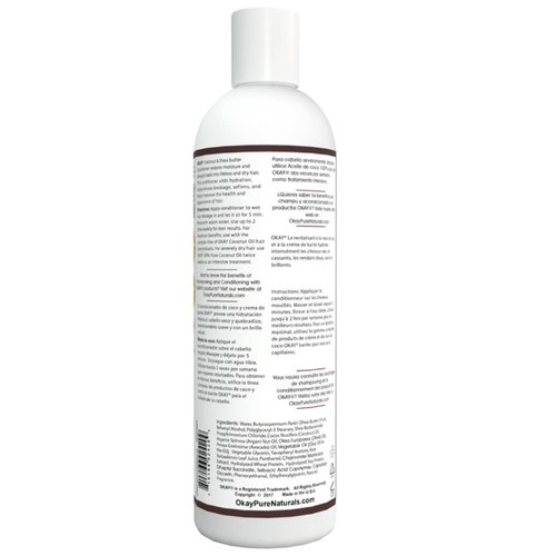 OKAY | Coconut & Shea Butter Conditioner | For All Hair Types & Textures | Fortify - Strengthen - Revitalize | With Olive, Argan & Avocado Oil | Free of Paraben, Silicone, Sulfate | 12. oz