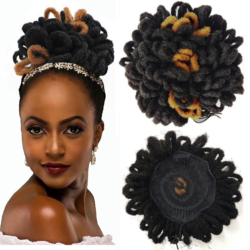 Abellee DreadLock Bun Loc Petal Bun Afro High Puff Drawstring Ponytail ...