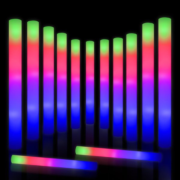 30 PCS LED Light Up Foam Sticks Party Favors Glow Sticks with 3 Modes for Glow Parties, Weddings, Raves, Concert, Halloween,Christmas
