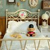 Funky Mini House 1:12 Scale Miniature Beige Iron Bed with Lace Bedding, Handmade Vintage Dollhouse Furniture BJD Ob11 Accessories