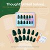 Modelones 30Pcs Press on Nails, Short Almond Fake Nails, Reusable Nail Kit with Nail Glue Adhesive Tabs Nail File, Nails Press Ons 15 Sizes, Green