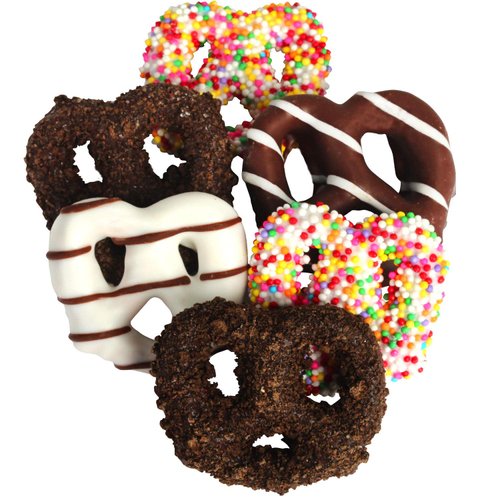 Chocolate Mini Pretzel Gift Basket - Chocolate Covered Pretzels Gift Box - Gourmet Holiday Food Arrangement - Snack Treat Gift, Thank You, Employee Appreciation