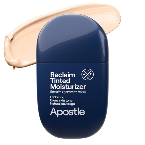 APOSTLE Reclaim Tinted Moisturizer for Men (12 Negril) - Niacinamide, Vitamin E, Squalane, Hyaluronic Acid, Tinted Face Moisturizer For Men. Hydrates, Evens Skin Tone, Reduces Fine Lines, 1 Fl. Oz.