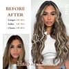 BUPPLER Halo Hair Extensions 20 Inch Invisible Wire Hair Extensions Adjustable Long Wavy Hair Extensions Synthetic Upgrade 4 Secure Clips in Hairpieces 20 Inch,Medium Brown Mix Dark Blon