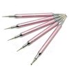 KATEOII 5PCS 2WAY Dotting Tool Nail Art Brushes, Dotting Brush For Gel Nails, Nail Painting Brush Nail Drawing Brush, Manicure Brush Acrylic Nail Brush (METAL Pink 5PK)