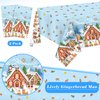 durony Christmas Gingerbread Tablecloth Banner Set, 2 Pieces Christmas Gingerbread Table Cover and 1 Gingerbread Man Banner Xmas Gingerbread Man Party Supplies for Christmas Holiday Decorations