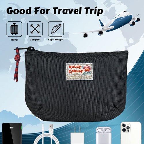 Rough Enough Small Travel Cable Organizer Bag Tech Case with Zipper for Cord Electronics Accessories Travel Essential