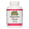 Natural Factors Magnesium Citrate, 150 mg, Chewable Tablets, Supports Nerve, Muscle and Heart Function, Key Lime, Sugar Free, 60 Count
