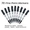 Shuttle Art Permanent Markers, 70 Pack Black Permanent Marker set,Fine Point, Works on Plastic,Wood,Stone,Metal and Glass for Doodling, Marking