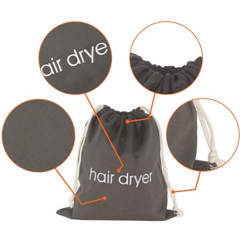 IFAMIO Hair Dryer Bag Cotton Drawstring Hairdryer Storage Container for Makeup Tools, Straightener 11.8 X 13.8 Inch Travel Cotton Organizer Cover for Home, Hotel