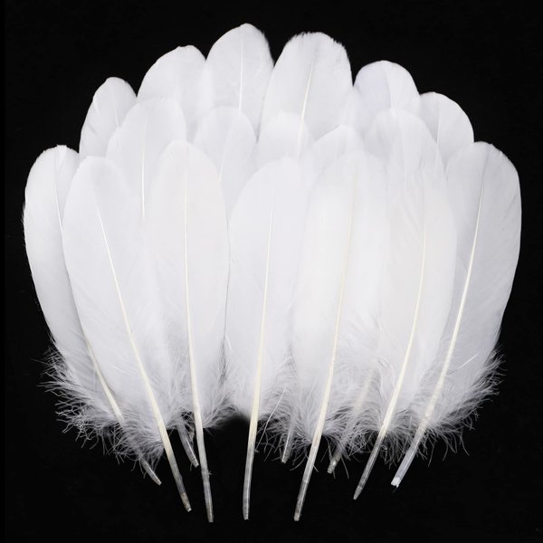 Ballinger Natural White Goose Feathers - 120Pcs 6-8 Inch Bulk Feathers for Crafts, Wedding centerpieces, Angel Wings and Dream Catcher
