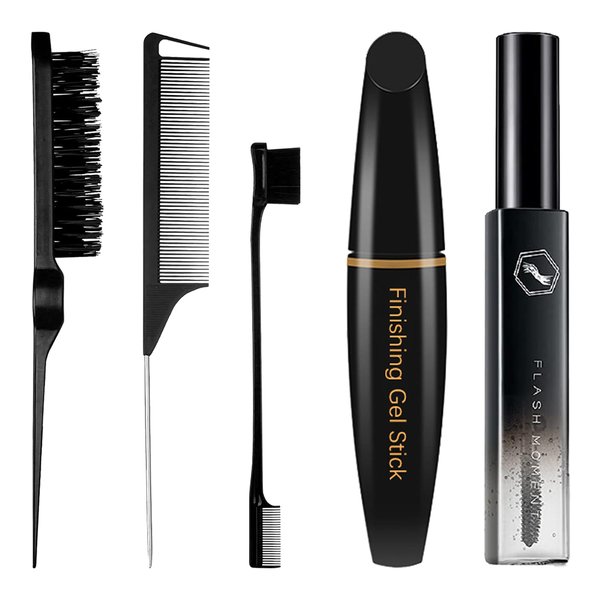 SPRINGSUGAR 5-Piece Hair Finishing Set: Flyaway Control Wax Sticks, Styling Comb for Sleek, Frizz-Free Edges and Baby Hair