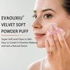 2 Pcs EVAOUXIU Triangle Powder Puff for Face Powder, Soft Plush Setting Powder Puff, Velour Cosmetic Foundation Blender Sponge Beauty Makeup Tools (Black&Pink)