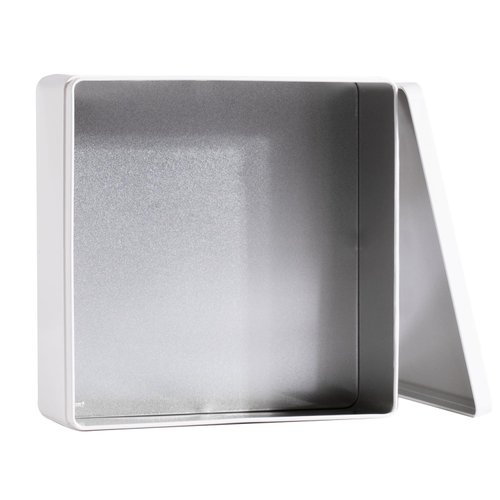 Tianhui Food Storage Containers Tin Box with Airtight Lids Kitchen Pantry Organization Metal Box, Ivory White, Square