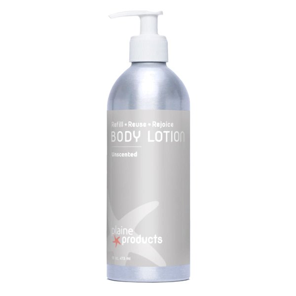 Plaine Products Refillable Body Lotion for Sensitive Skin: Unscented, 16 oz (Original (with pump))