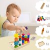Montessori Toys for 2 3 4 5 Year Old Toddler, Wooden Beads Sequencing Toy Set, Lacing Beads & Stacking Block & Matching Shape Stacker, STEM Preschool Learning Montessori Toys Gifts for Kids Boy Girl