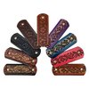 Made in USA - 2 GENUINE THICK LEATHER Floral Hair Barrettes with Sticks, Ponytail Holders, Flowers, Choice of Colors Dark Brown, Light Brown, Black