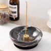 Fasolahome Incense Holder, Beautiful Natural Marble Incense Burner for Meditation, 9 Incense Holes Suitable for Most Incense Types (Black)