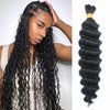 IXIMII Deep Wave Human Hair Bulk for Braiding 22 inch 3.5oz(100g) 100% Human Hair Bundles Natural Black No Weft Curly Hair Extensions for Boho Braids