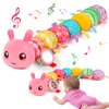 Baby Girls Toys 0-6 Months Tummy Time Musical Stuffed Animal Plush Caterpillar Toys for Infant 0-3 3-6 Months Sensory Toy with Mirror Crinkle Rattle for 6-12 Month Old Newborn Christmas Birthday Gifts
