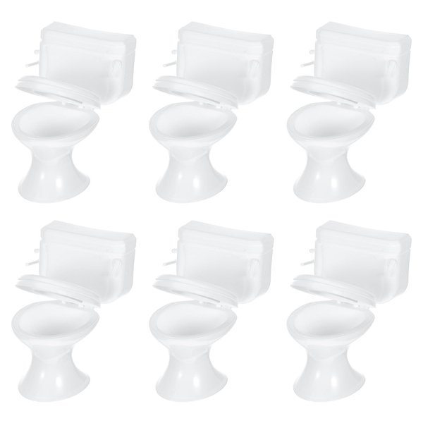 Zerodeko 6 Pcs Mini Toilet Seat Toy, Mini Toilet Doll House, Dollhouse Toilet 1 12 Scale, Celebrating Party Birthday Cake Decoration Furniture Dollhouse Accessories