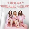 Breling Pre-Strung In My Engaged Era Banner 20 Ft Engagement Party Decorations Engagement Foil Banner Happy Engagement Party Banner Bachelorette Banner Bachelorette Party Decor Supplies (Pink)