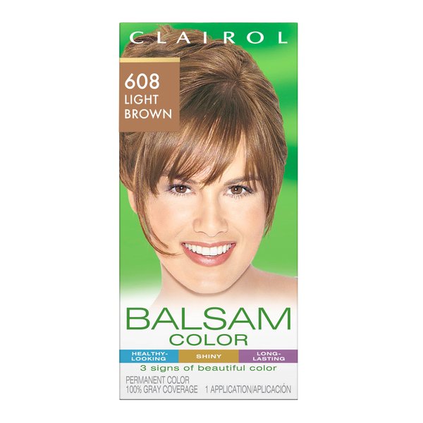 Clairol Balsam Permanent Hair Dye, 608 Light Brown Hair Color, Pack of 1