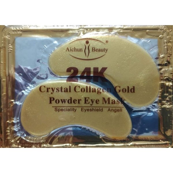 NYKKOLA 50 Pairs 24K Gold Eye Mask Powder Crystal Gel Collagen Natural Eye Pads For Anti-Aging & Moisturizing Reducing Dark Circles, Puffiness, Wrinkles