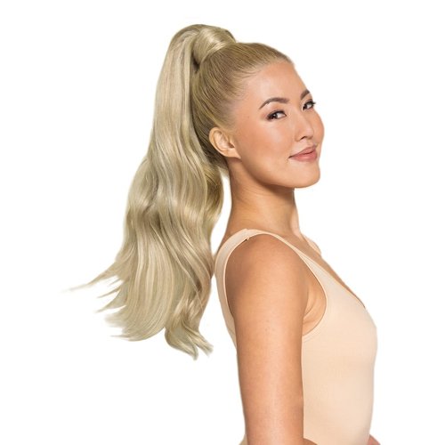 WENNALIFE Ponytail Hair Extension, 14 Inch 80g Light Blonde Highlighted Golden Blonde Ponytail Extension Human Hair Clip in Wrap Around Remy Human Hair Extension Hairpieces
