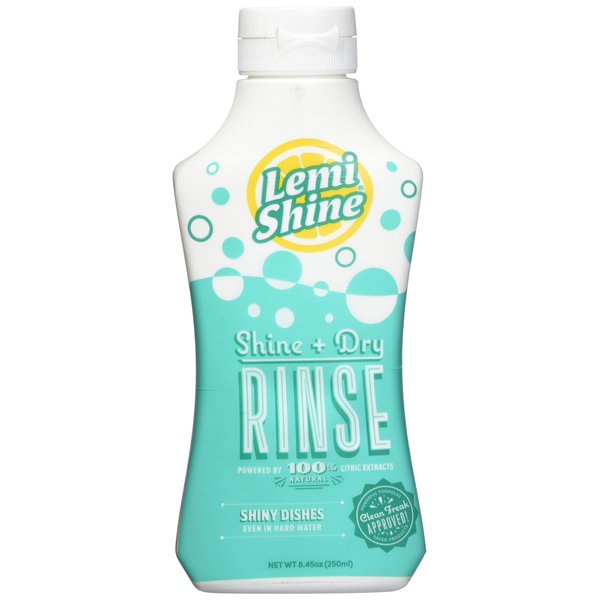 Lemi Shine 8.45 Oz. Shine + Dry Rinse, Natural Rinse Aid, Powered by 100% Natural Citric Extracts for Spotless + Shiny Dry Dishes Even in Hard Water