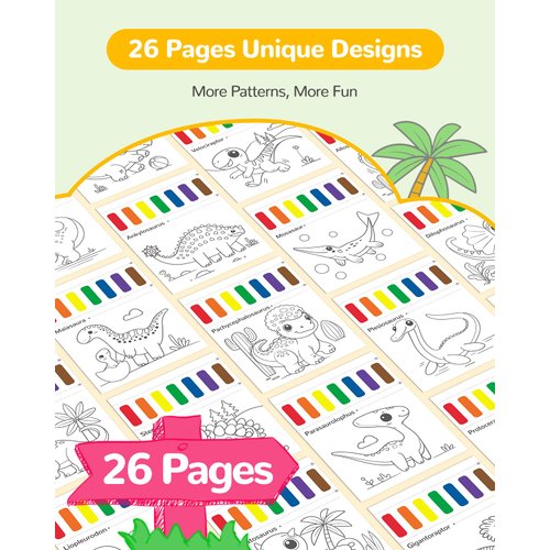 TECJOE Paint with Water Coloring Books for Toddlers, Dinosaur Series Watercolor Set with 3 Brushes, Mess Free Painting Activity for Kids Ages 4 5 6 7 8, Christmas Gifts Arts & Crafts Toy