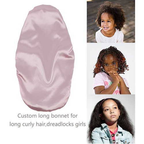 SENGTERM Kids Long Satin Bonnet Girls Sleeping Cap Braids Bonnet for Long Curly Hair