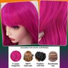 curldiva Hot Pink Wig with Bangs 16 Inch Natural Wave Synthetic Hair Wigs for Women Daily Wearing Shoulder Length Colorful Cosplay Fuchsia Hair Color Halloween Wig